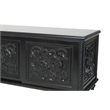 Benjara Hand Carved TV Console with Floral Motifs and 3 Sliding Doors- Black