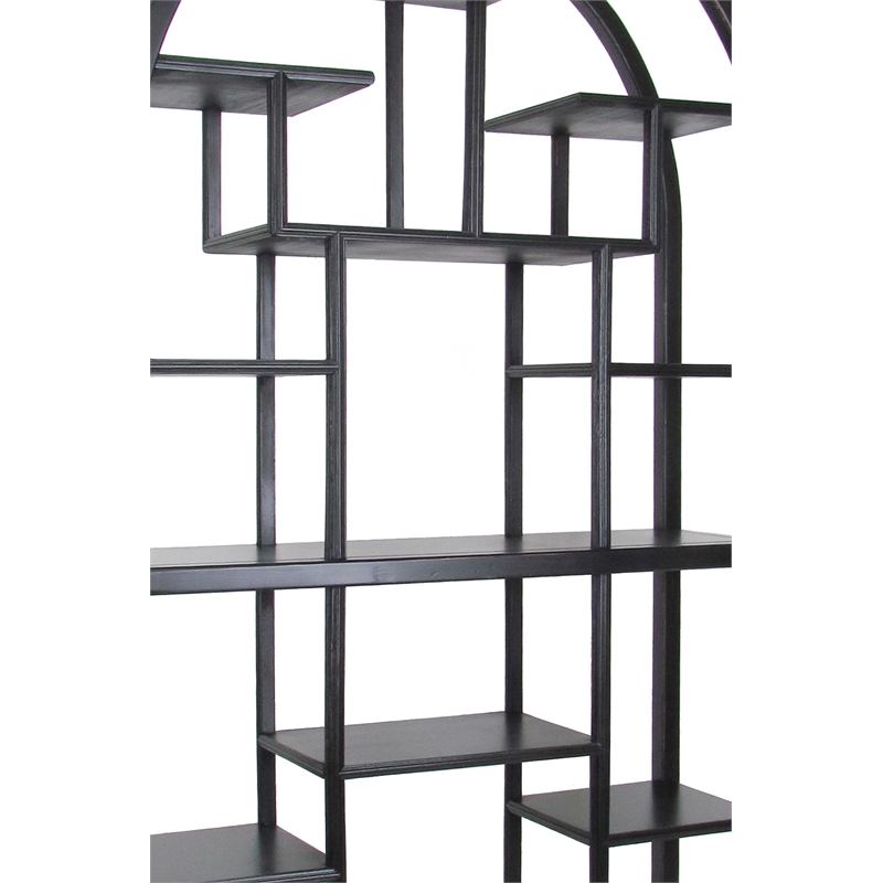 Benjara Arched Shape Display Unit with Multiple Shelves- Antique Black