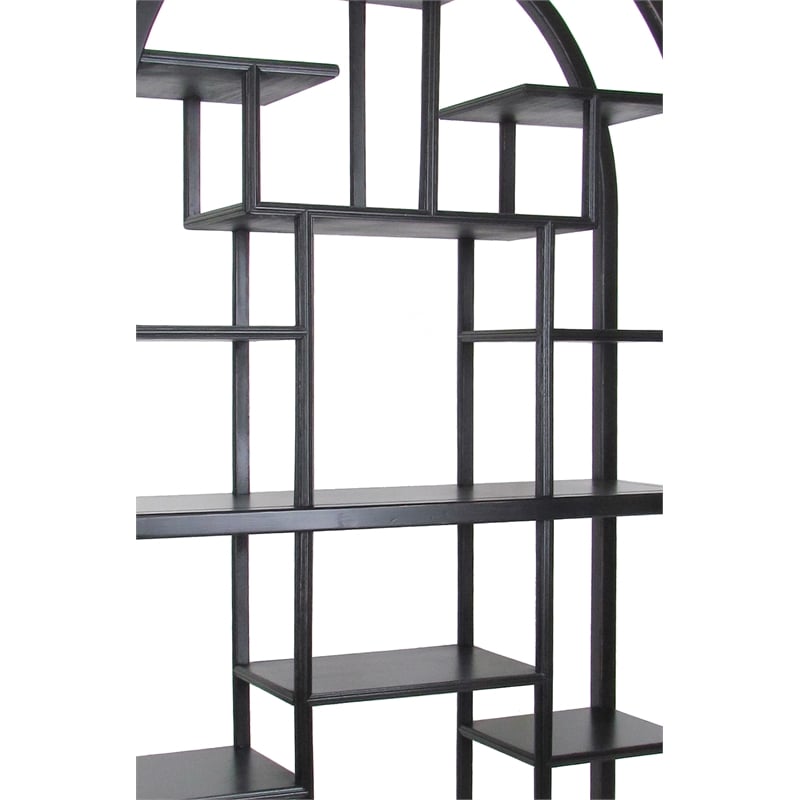 Benjara Arched Shape Display Unit with Multiple Shelves- Antique Black