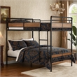 Benjara Queen Over Queen Size Metal Bunk Bed with Ladder- Black and Brown