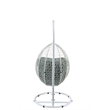 Benjara Metal Patio Swing Chair with Cushioned Seating and Round Base-White/Gray