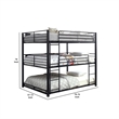 Benjara Industrial Style Queen Triple Decker Bunk Bed with Ladder- Black