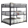 Benjara Industrial Style Queen Triple Decker Bunk Bed with Ladder- Black