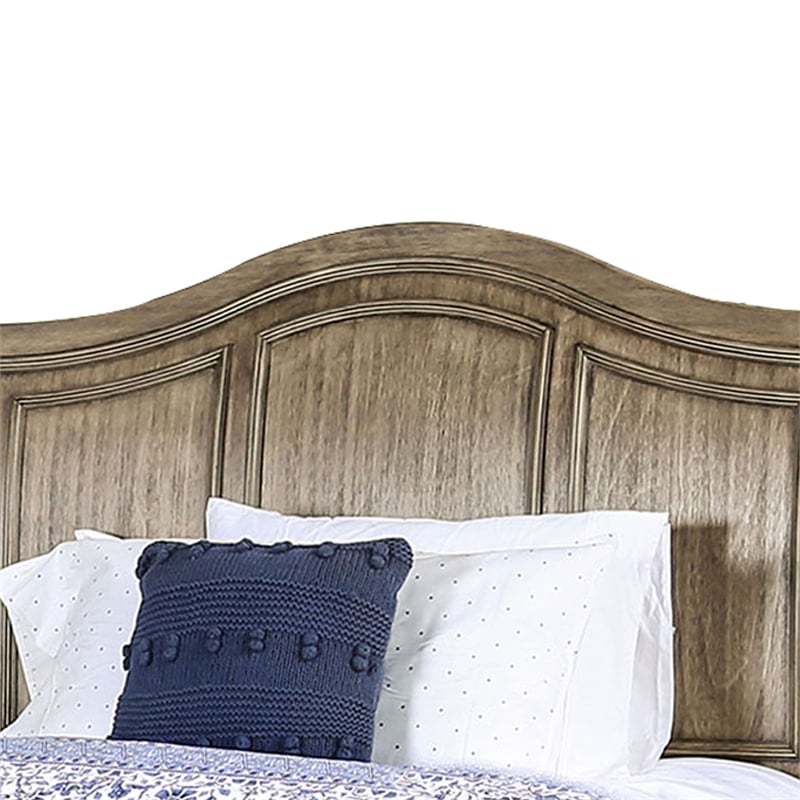 Benjara Queen Size Wooden Bed with 2 Drawers and Panel Headboard- Natural Brown