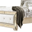 Benjara Leatherette Upholstered Wooden Queen Size Bed- Gold and Silver