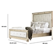 Benjara Leatherette Upholstered Wooden Queen Size Bed- Gold and Silver