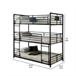 Benjara 3 Tier Industrial Style Twin Size Bunk Bed with 2 Ladders- Black