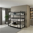 Benjara 3 Tier Industrial Style Twin Size Bunk Bed with 2 Ladders- Black