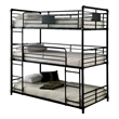 Benjara 3 Tier Industrial Style Twin Size Bunk Bed with 2 Ladders- Black