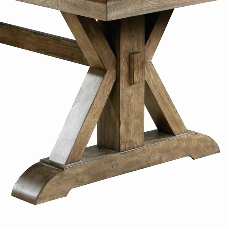 Benjara Transitional Style Wooden Dining Table with Trestle Base- Brown
