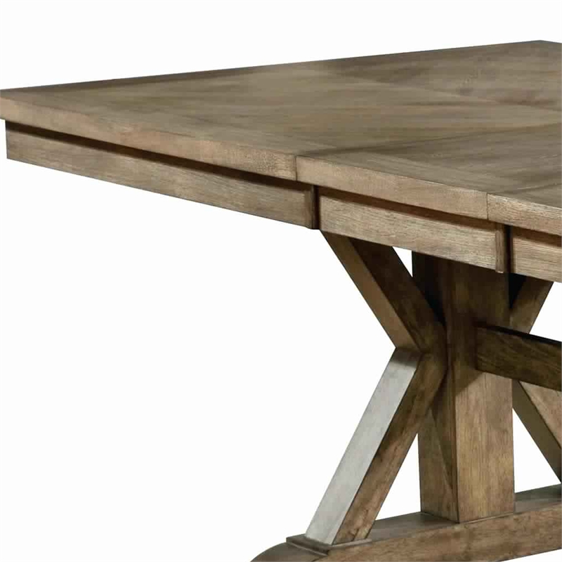 Benjara Transitional Style Wooden Dining Table with Trestle Base- Brown