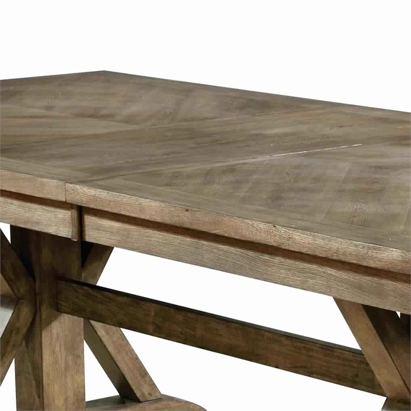 Benjara Transitional Style Wooden Dining Table with Trestle Base- Brown
