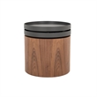 Benjara Cylindrical Wooden End Table with Swivel Tray Top- Brown and Black