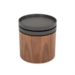Benjara Cylindrical Wooden End Table with Swivel Tray Top- Brown and Black