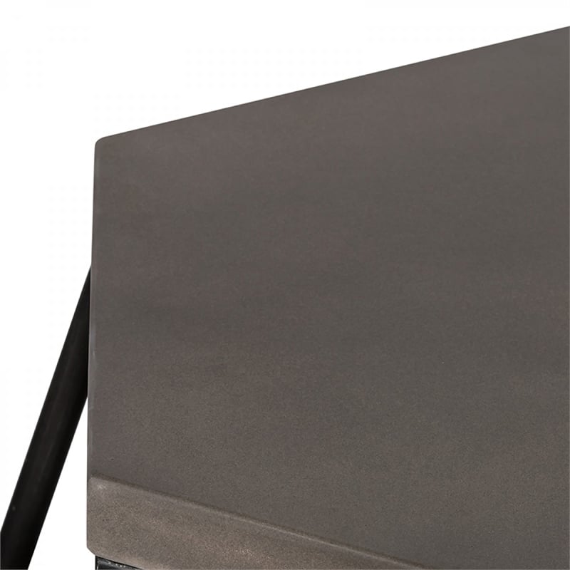 Benjara Hexagonal Concrete End Table with Metal Base- Gray and Black