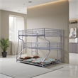 Benjara Industrial 3 Tier Bunk Bed with Curved Metal Frame & Guardrails- Silver