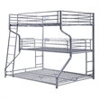 Benjara Industrial 3 Tier Bunk Bed with Curved Metal Frame & Guardrails- Silver