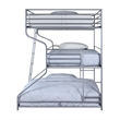 Benjara Industrial 3 Tier Bunk Bed with Curved Metal Frame & Guardrails- Silver