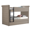 Benjara Chesterfield Design Twin Size Bunk Bed with Nailhead Trim- Beige & Black