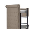 Benjara Chesterfield Design Twin Size Bunk Bed with Nailhead Trim- Beige & Black