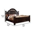 Benjara Transitional Style California King Wooden Bed with Bun Feet- Brown