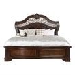 Benjara Eastern King Wooden Bed with Intricate Carved Headboard- Brown