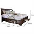 Benjara Eastern King Size Bed with 6 Drawers- Brown