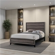 Benjara Transitional Wooden Eastern King Bed with Plank Headboard- Gray Oak