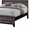 Benjara Transitional Wooden Eastern King Bed with Plank Headboard- Gray Oak