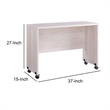 Benjara Rectangular Wooden Desk Return with Casters and Grain Details- White Oak