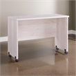 Benjara Rectangular Wooden Desk Return with Casters and Grain Details- White Oak