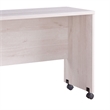 Benjara Rectangular Wooden Desk Return with Casters and Grain Details- White Oak
