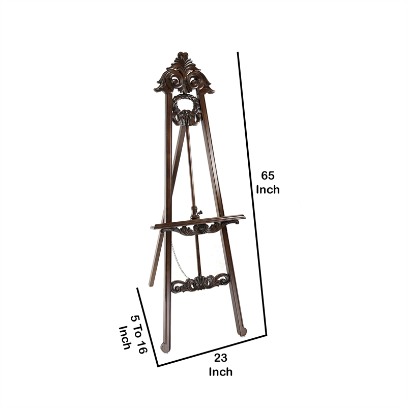 Benjara Traditional Style Sandy Easel with Angular Legs- Brown