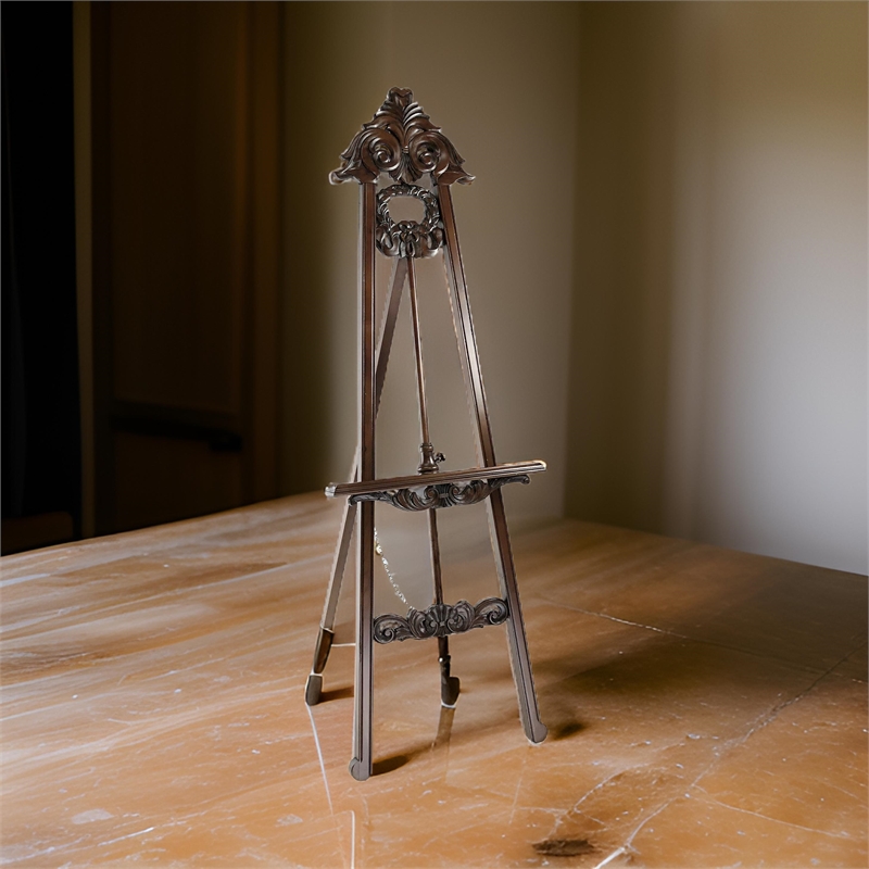 Benjara Traditional Style Sandy Easel with Angular Legs- Brown