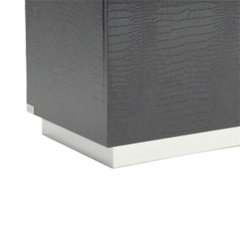 Benjara 4 Drawers and 2 Doors Wooden TV Stand with Floating Plinth Base- Black
