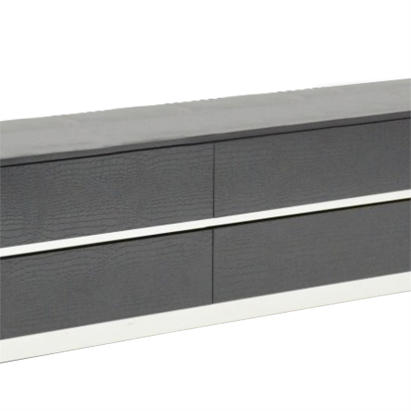 Benjara 4 Drawers and 2 Doors Wooden TV Stand with Floating Plinth Base- Black