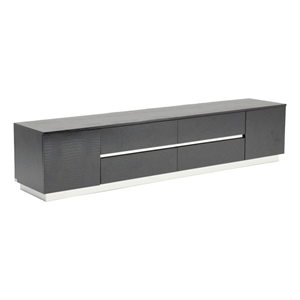 Benjara 4 Drawers and 2 Doors Wooden TV Stand with Floating Plinth Base- Black