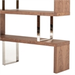 Benjara Zig Zag Wooden Frame Shelf Unit with Metal Braces Support-Brown & Silver
