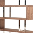 Benjara Zig Zag Wooden Frame Shelf Unit with Metal Braces Support-Brown & Silver
