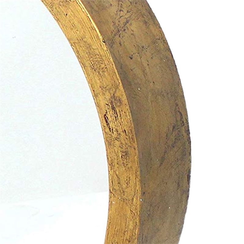 Benjara Rustic Style Wall Mirror with Round Tray Shape Frame- Gold and Silver