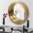 Benjara Rustic Style Wall Mirror with Round Tray Shape Frame- Gold and Silver