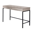 Benjara Wooden Desk with 2 Drawers and Metal Frame- Washed White and Black