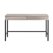 Benjara Wooden Desk with 2 Drawers and Metal Frame- Washed White and Black