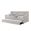 Benjara Fabric Twin Size Daybed with Button Tufted Back & Sloped Arms-Light Gray