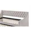 Benjara Fabric Twin Size Daybed with Button Tufted Back & Sloped Arms-Light Gray
