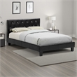 Benjara Low Profile Eastern King Size Bed with Button Tufted Headboard- Black