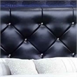 Benjara Textured California King Size Bed with Silver Trim Accents- Black