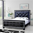 Benjara Textured Eastern King Size Bed with Silver Trim Accents- Black