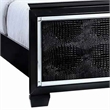 Benjara Textured Eastern King Size Bed with Silver Trim Accents- Black