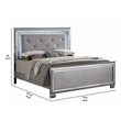 Benjara Textured California King Size Bed with Silver Trim Accents- Beige